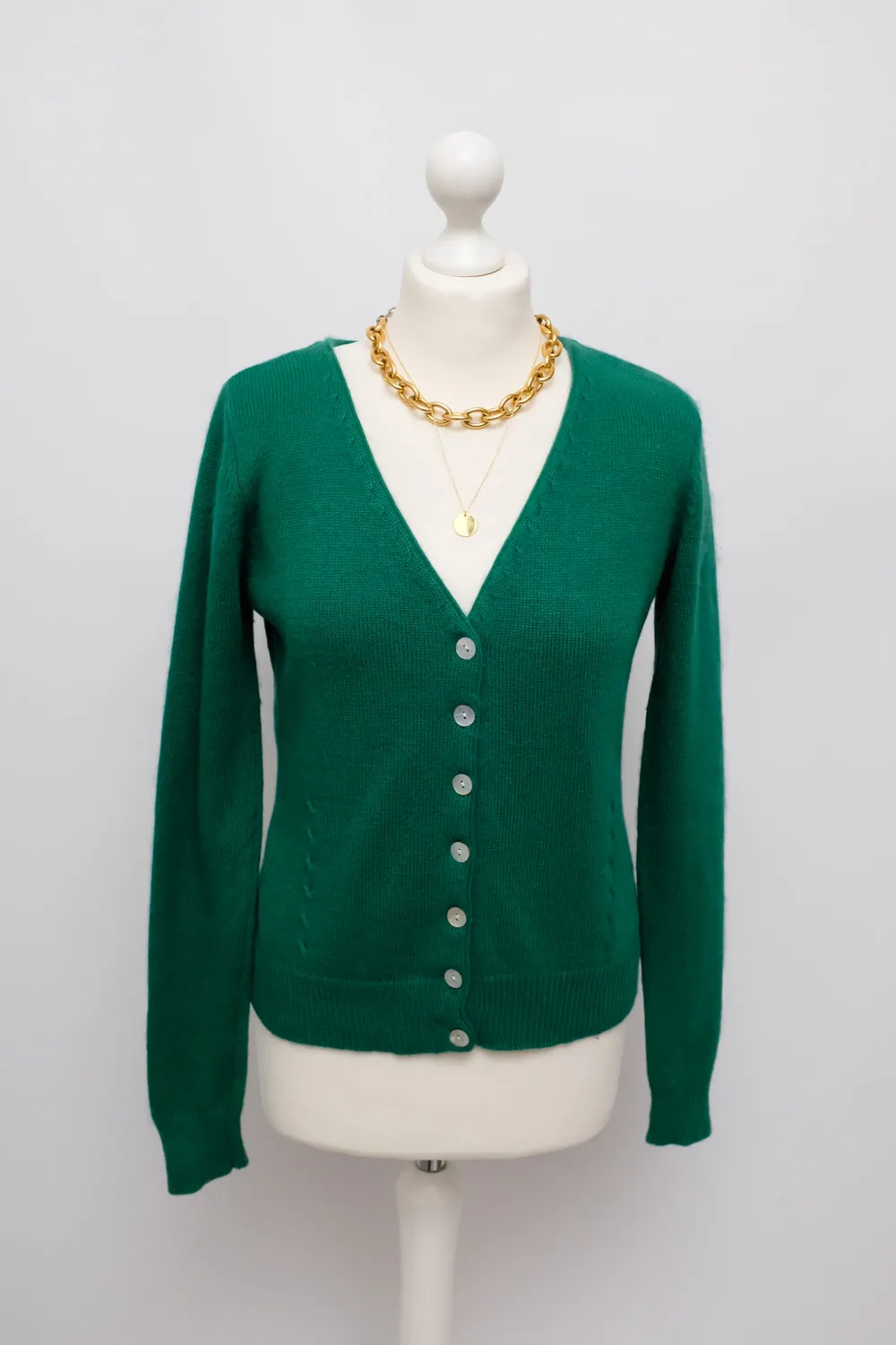 SOFTY WOOL GREEN CARDIGAN SWEATER
