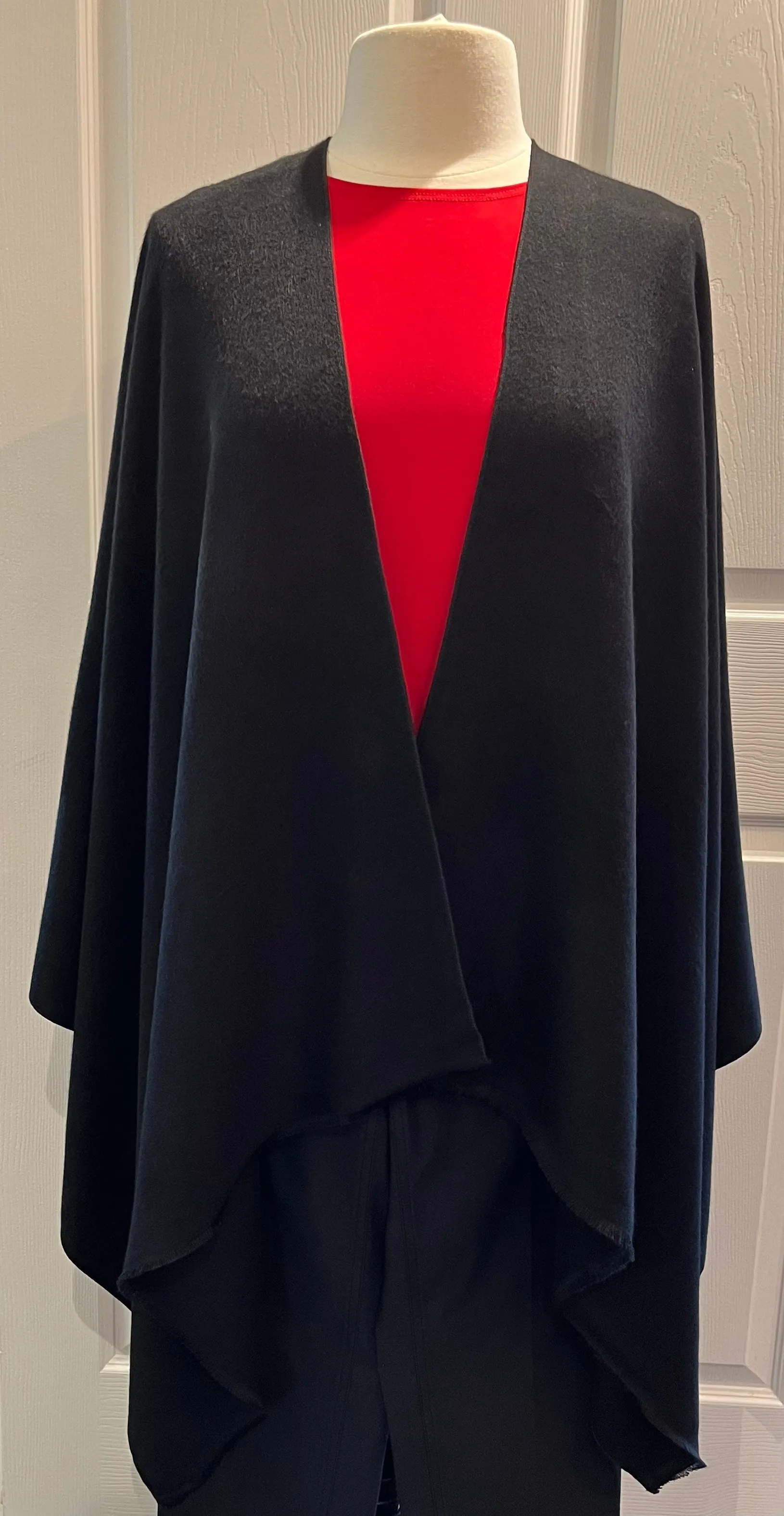Solid Black Cashmere Reversible Wrap/Shawl