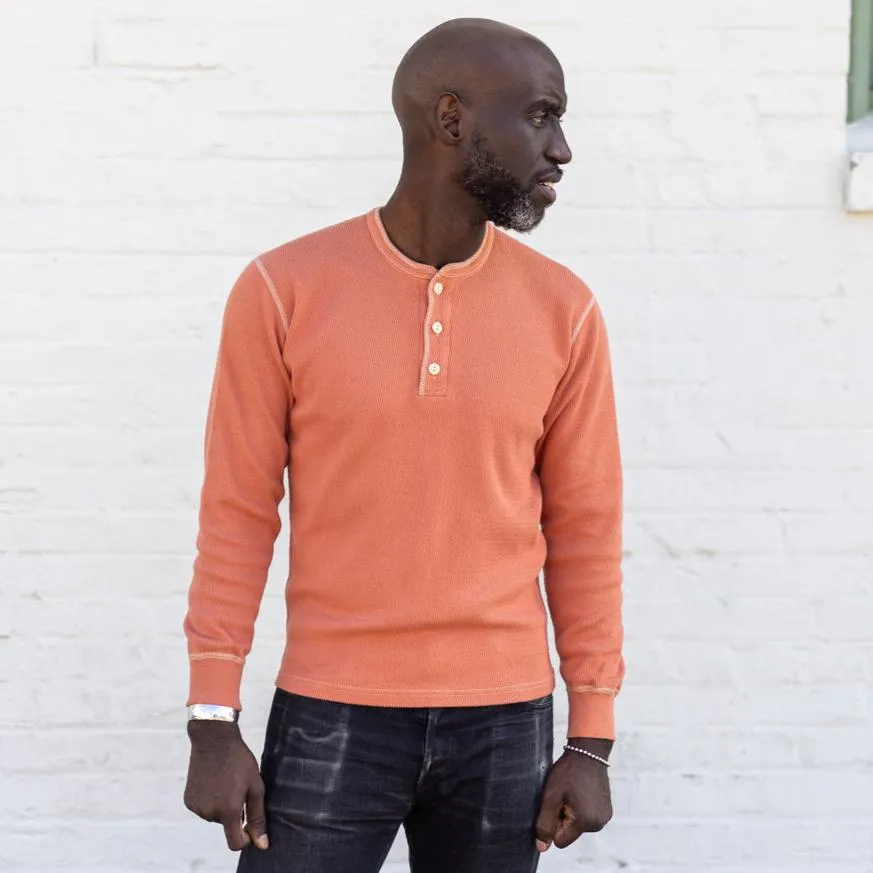 The Flat Head Heavy Thermal Henley Neck Light Orange