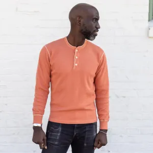The Flat Head Heavy Thermal Henley Neck Light Orange