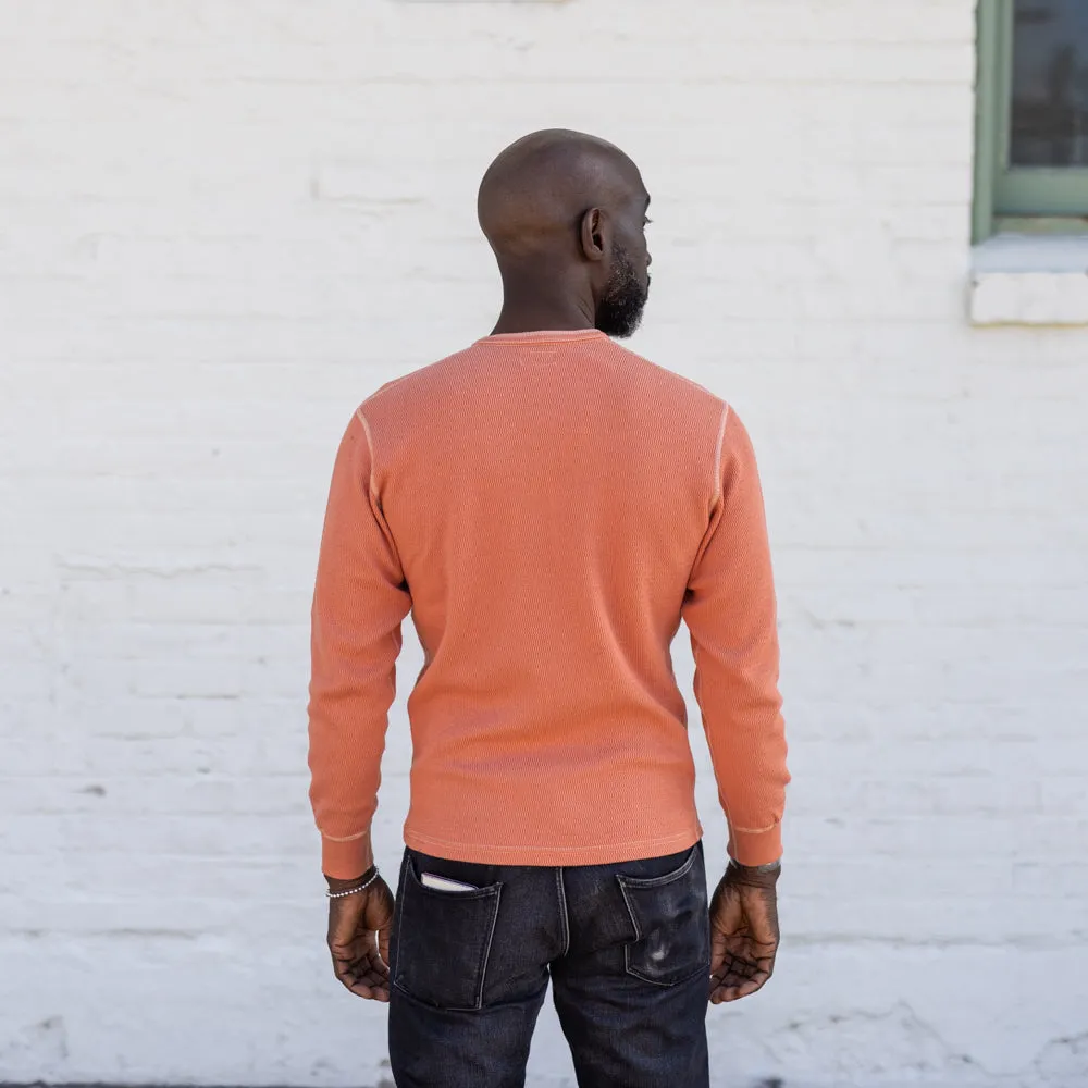 The Flat Head Heavy Thermal Henley Neck Light Orange