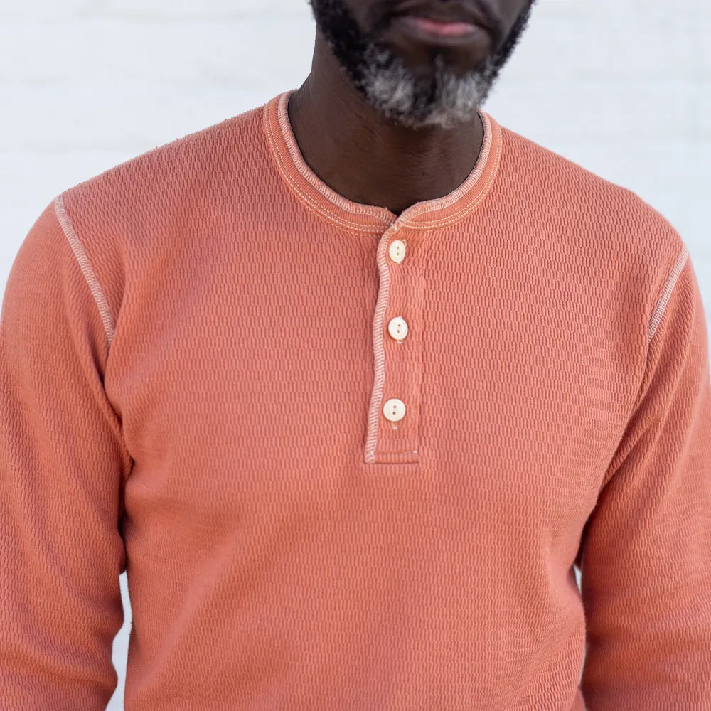 The Flat Head Heavy Thermal Henley Neck Light Orange