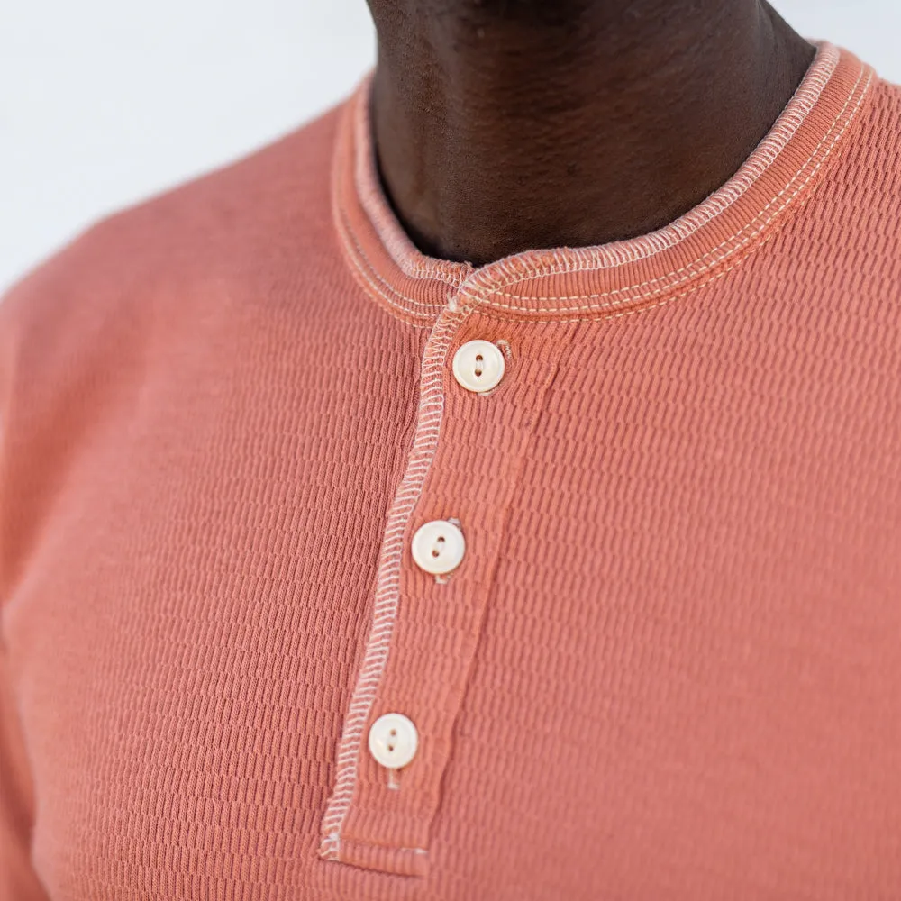 The Flat Head Heavy Thermal Henley Neck Light Orange