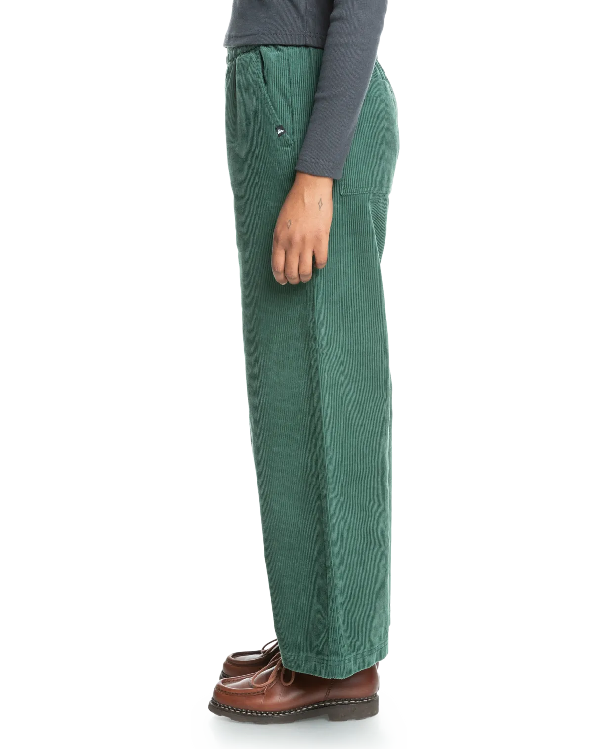 Uni Cord Elasticated Trousers in Forest