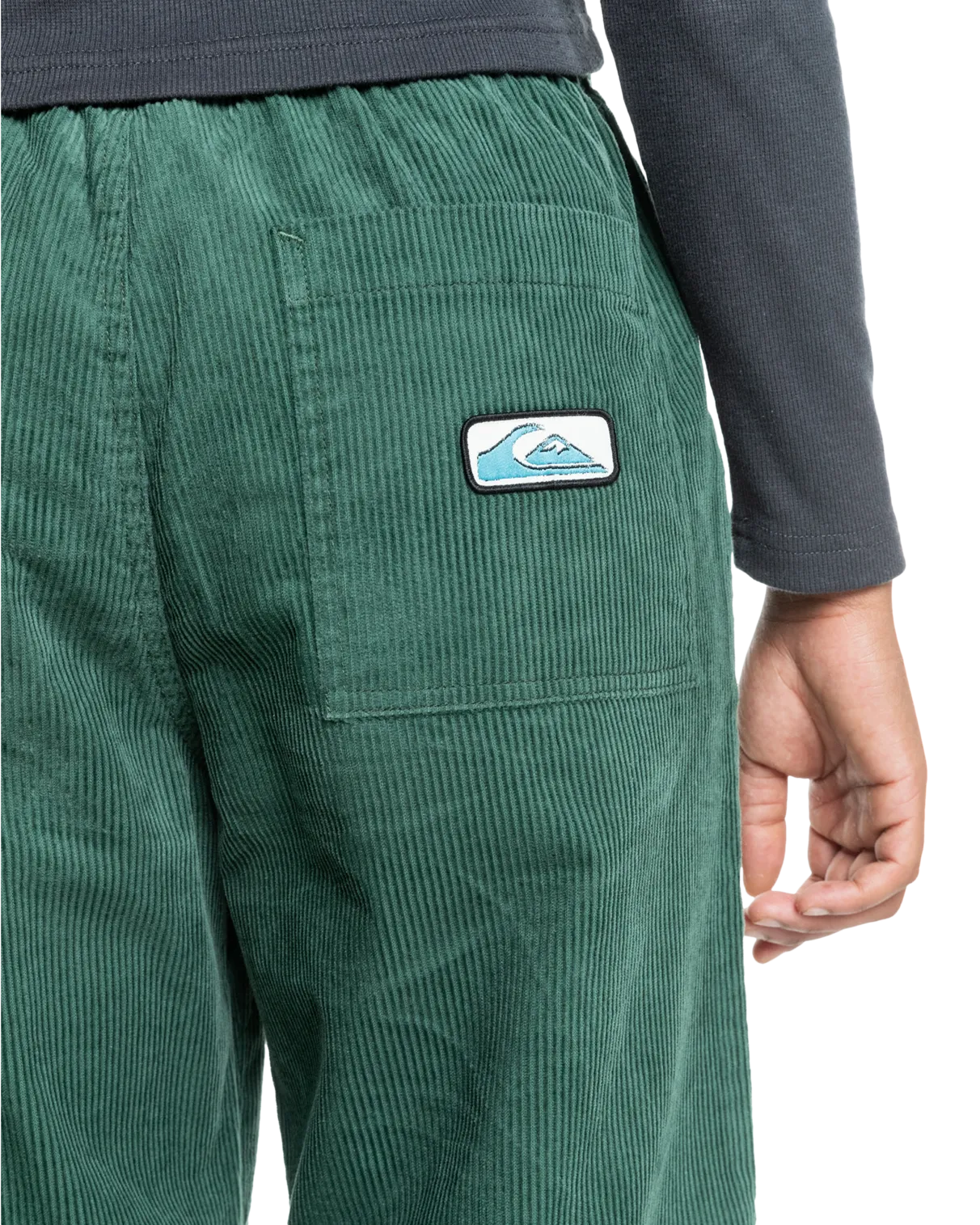 Uni Cord Elasticated Trousers in Forest