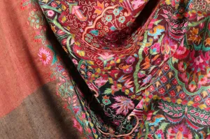 UP Hand Needle Embroidery Pure Pashmina Handwoven Shawl
