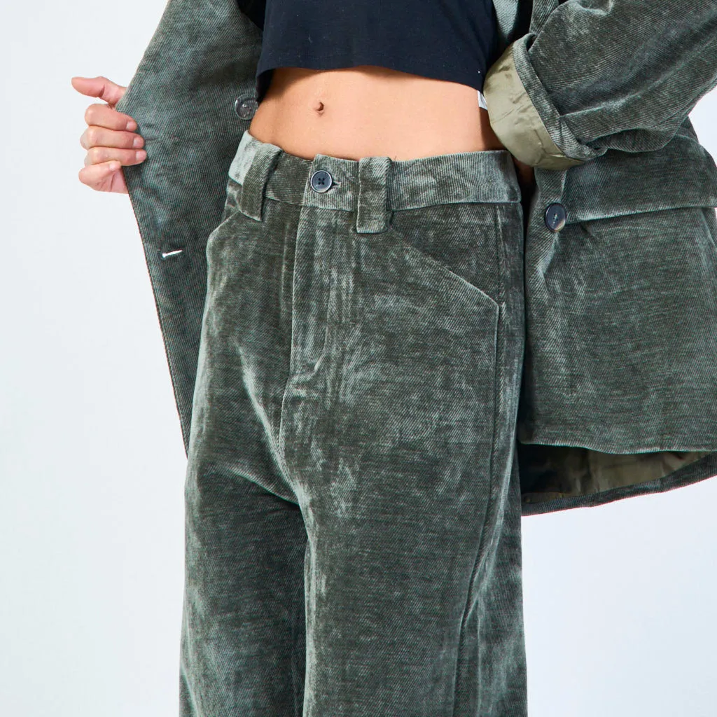 Velvet straight-leg trousers wholesale