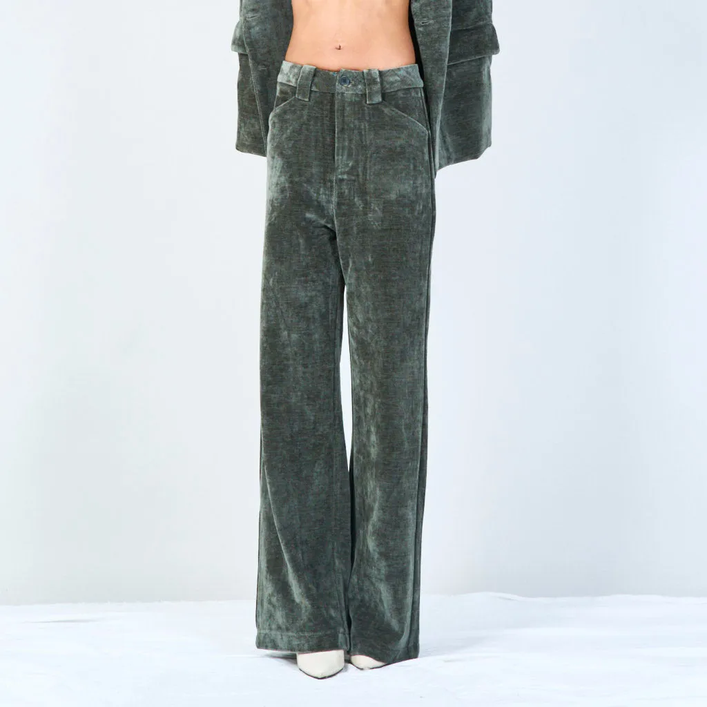 Velvet straight-leg trousers wholesale