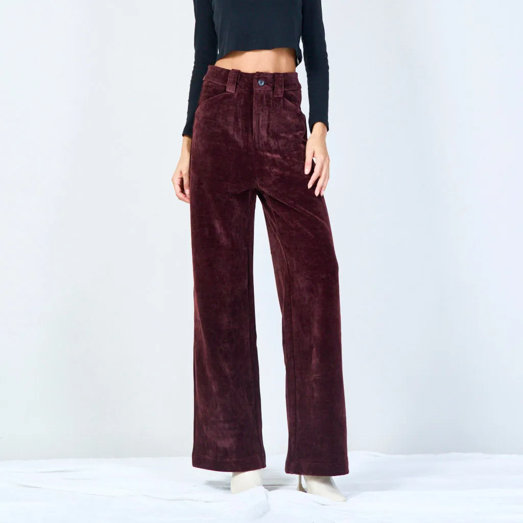 Velvet straight-leg trousers wholesale