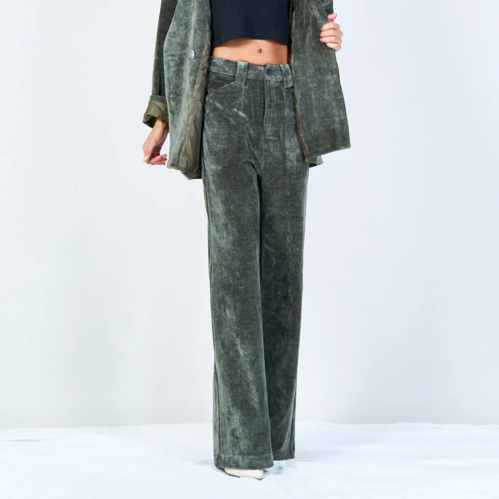 Velvet straight-leg trousers wholesale