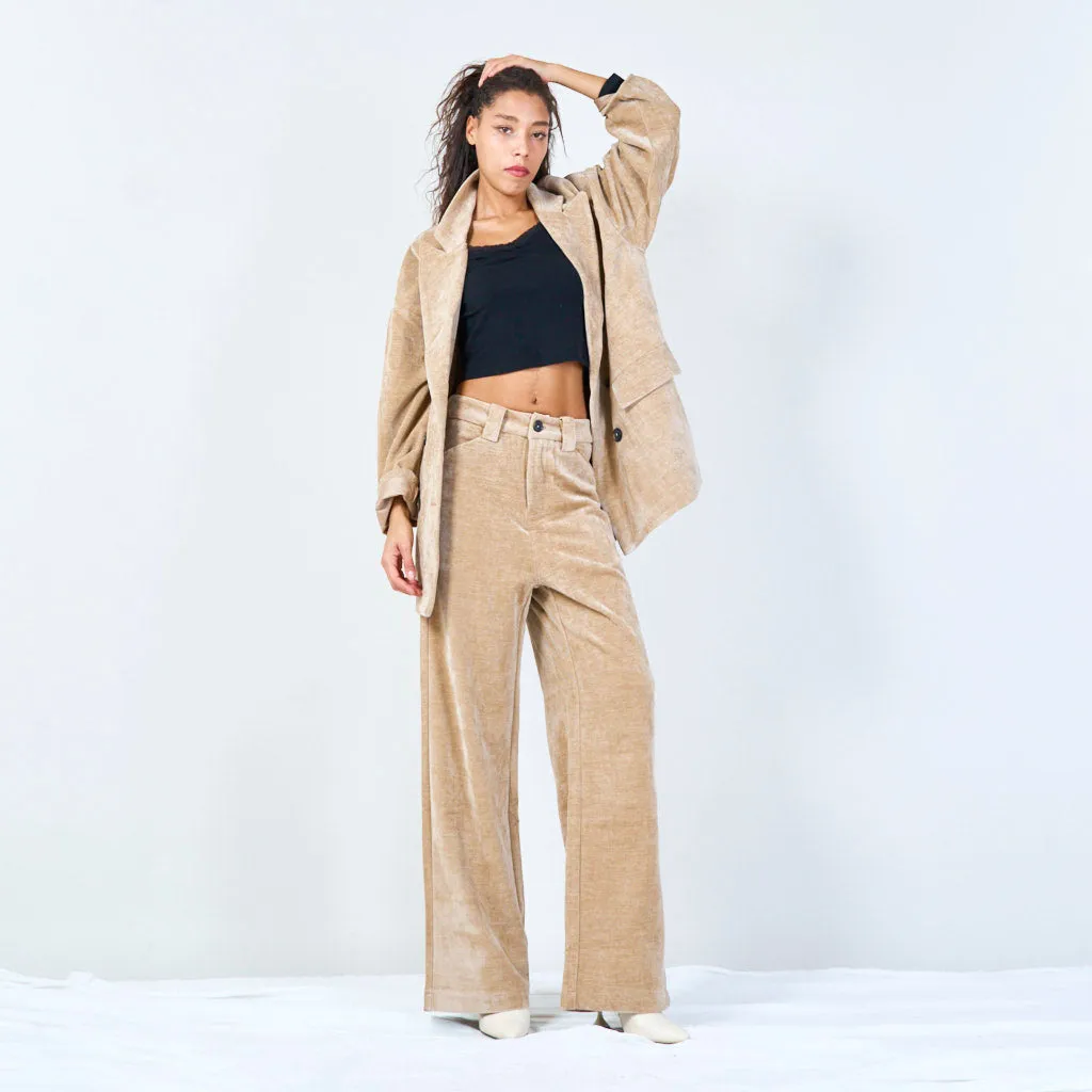 Velvet straight-leg trousers wholesale