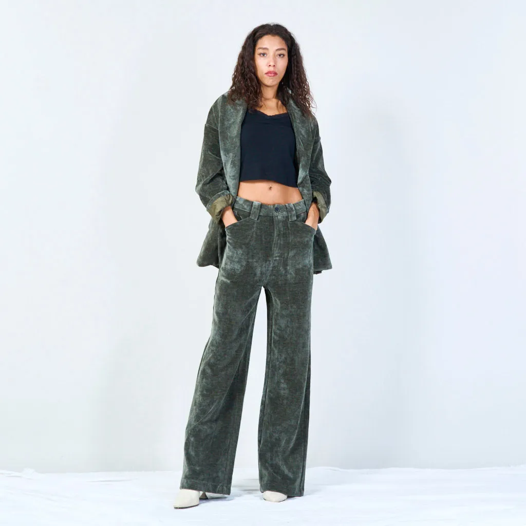 Velvet straight-leg trousers wholesale