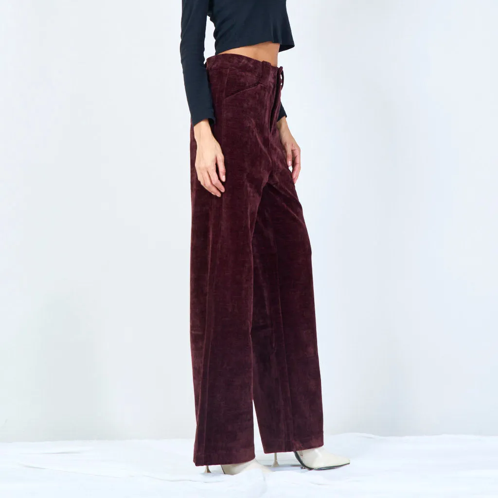 Velvet straight-leg trousers wholesale