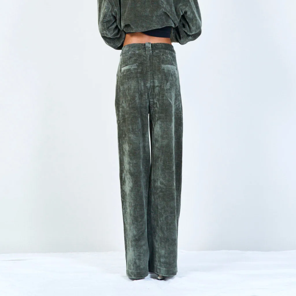 Velvet straight-leg trousers wholesale