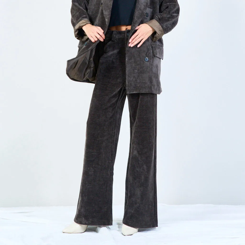 Velvet straight-leg trousers wholesale