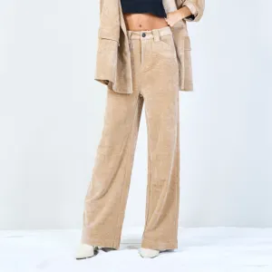 Velvet straight-leg trousers wholesale