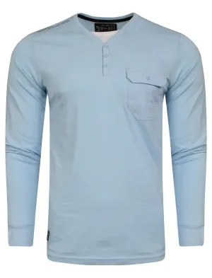 Whyer Mock T-Shirt Insert Long Sleeve T-Shirt in Cerulean Blue - Dissident