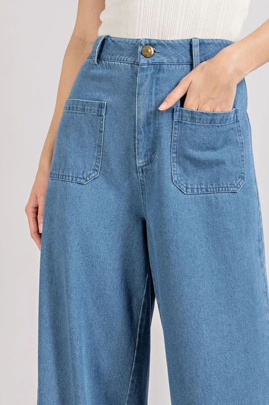 Wide Leg Jeans with Front Pockets