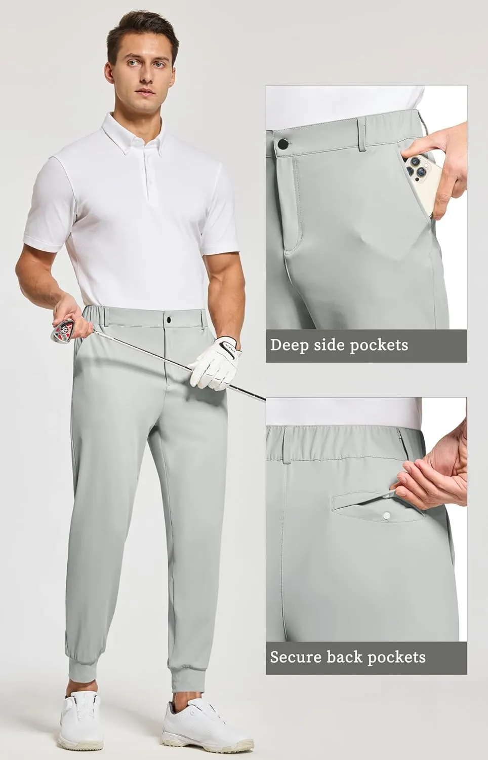 Willit Men's Golf Joggers Stretch Pants with 5 Pockets Slim Fit Sweatpants Work Dress Pants with Belt Loops