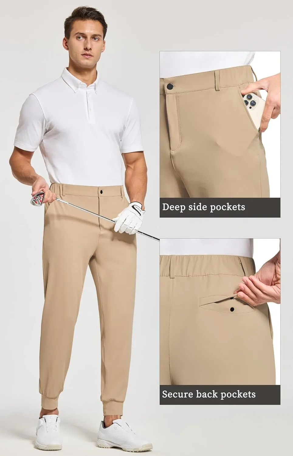 Willit Men's Golf Joggers Stretch Pants with 5 Pockets Slim Fit Sweatpants Work Dress Pants with Belt Loops