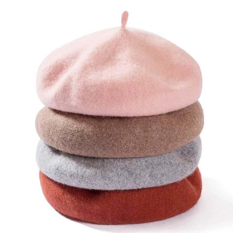 Wool Beret Hat Vintage Classic French Style Winter Beanie Cap