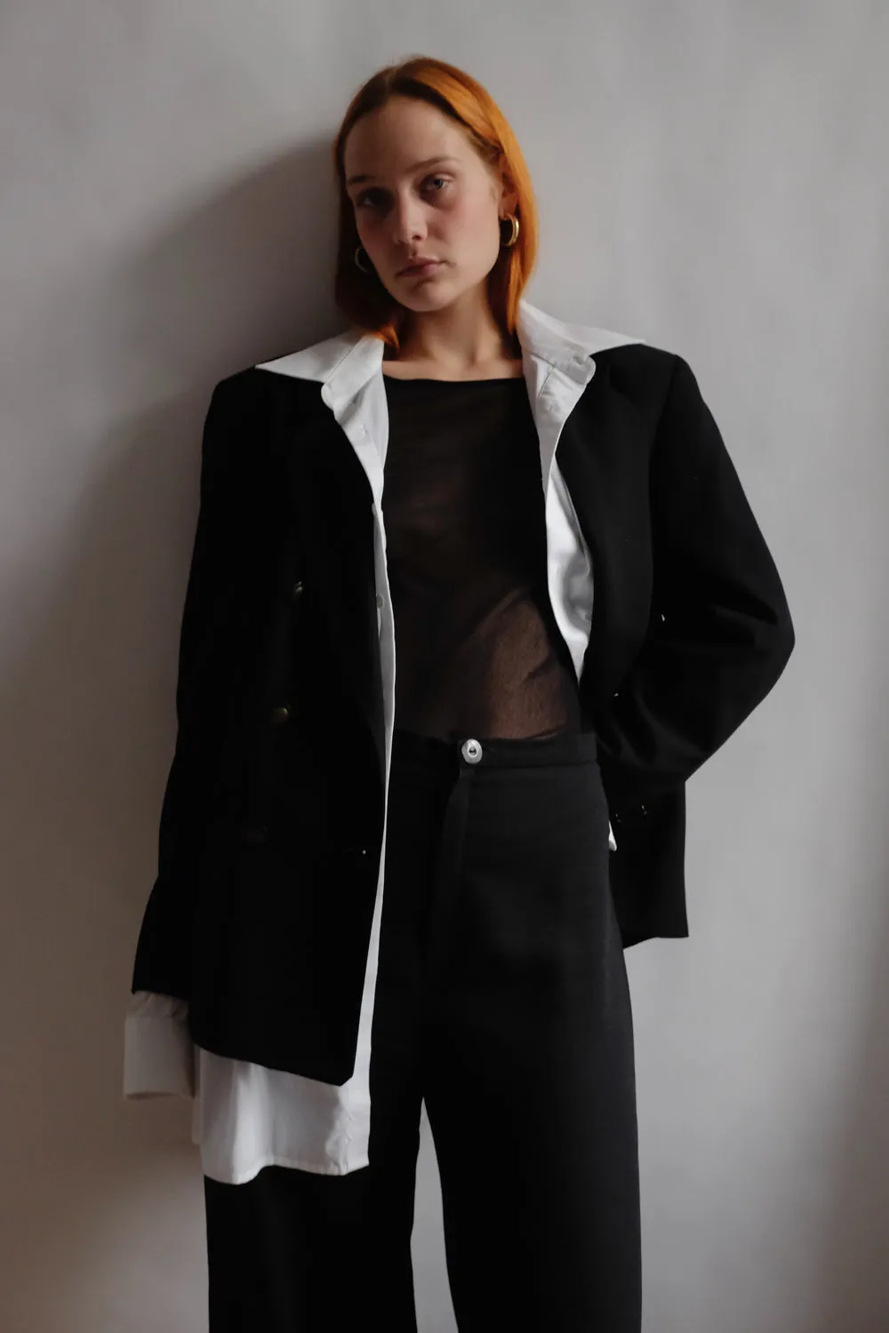 WOOL DOUBLE BREASTED BLACK BLAZER