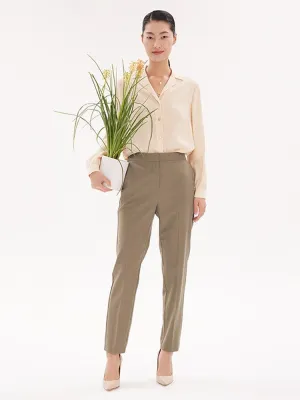 Worsted Wool Ankle-Length Pants