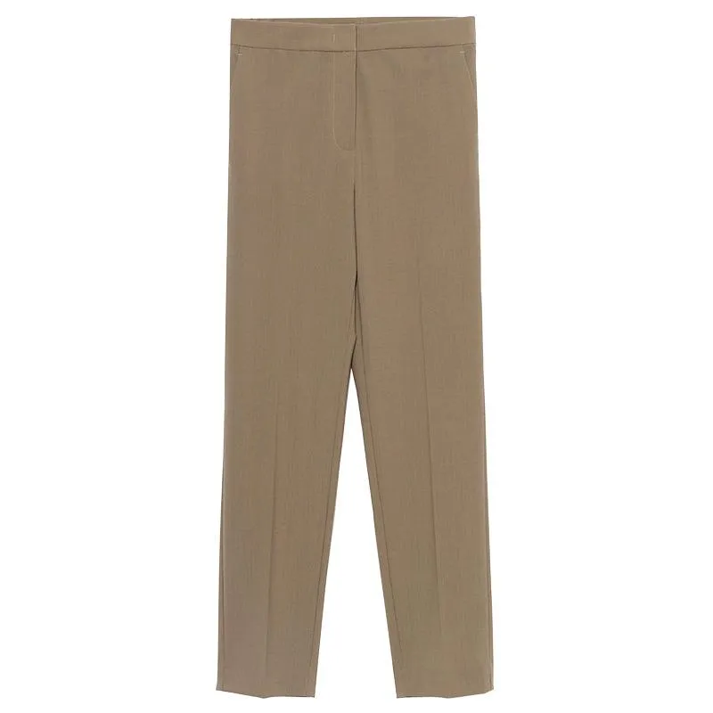 Worsted Wool Ankle-Length Pants