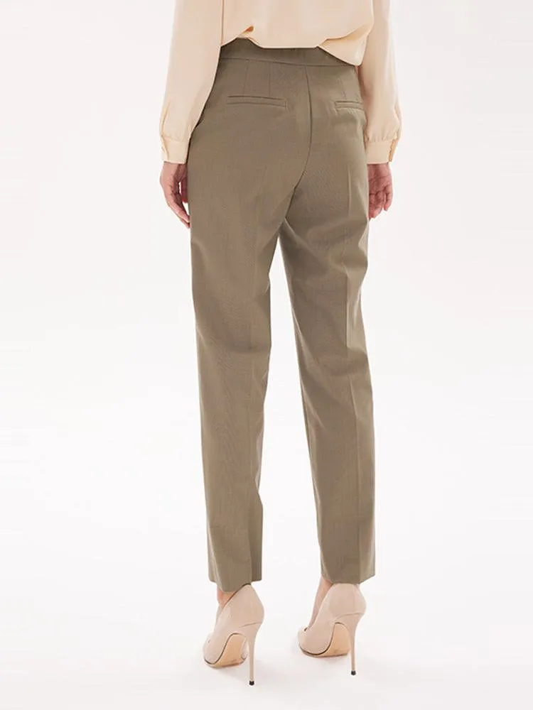Worsted Wool Ankle-Length Pants