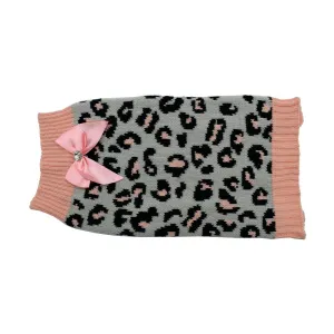 ZeeZ – Knitted Dog Sweater – Grey/Pink Leopard