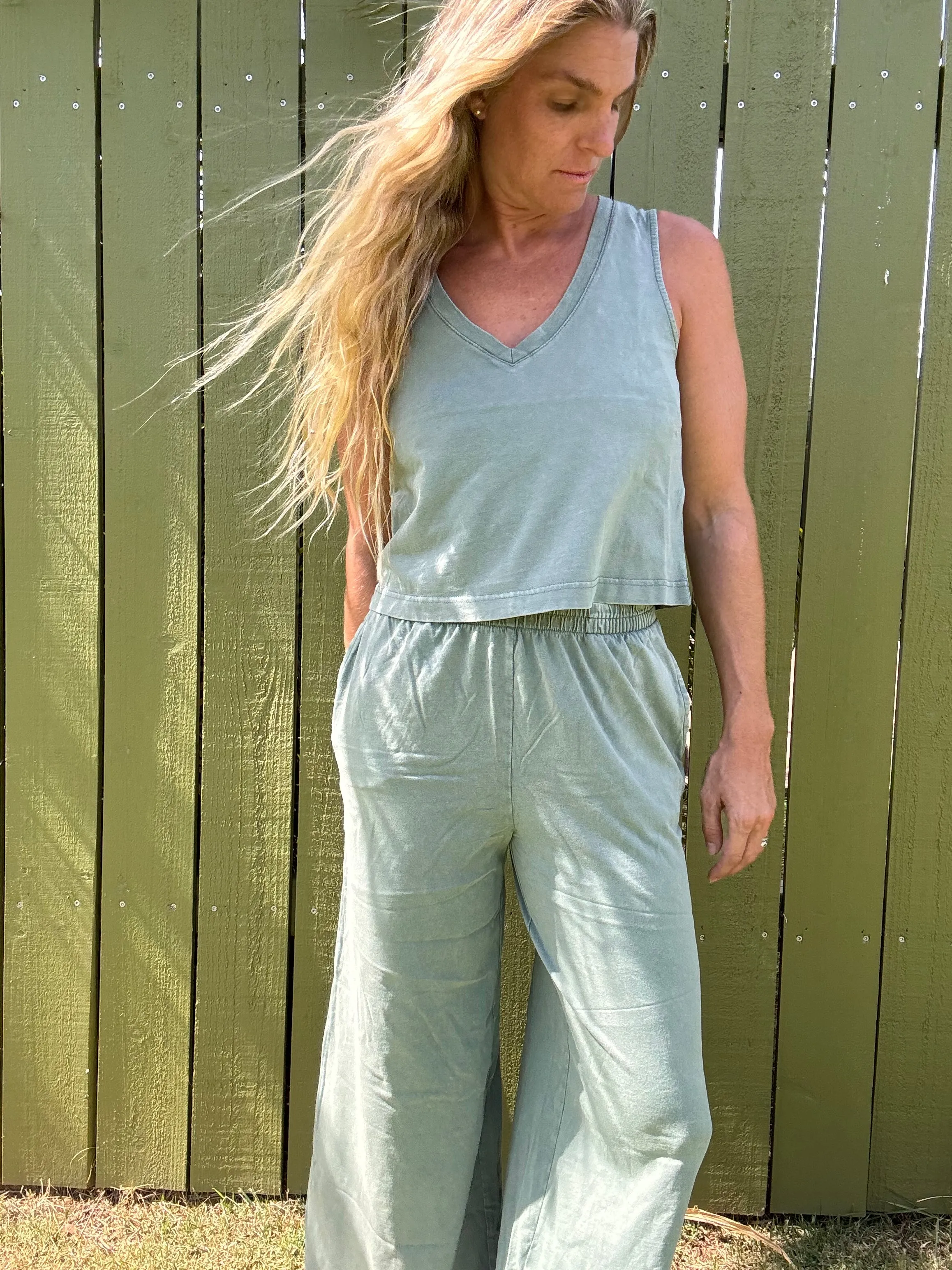 ZSUPPLY Scout jersey flare pant- Palm Green